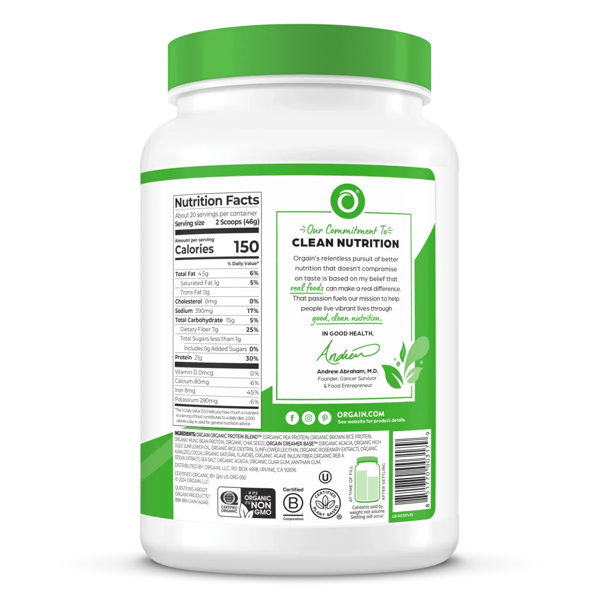 Organic Protein? Plant Based Protein Powder - Creamy Chocolate Fudge