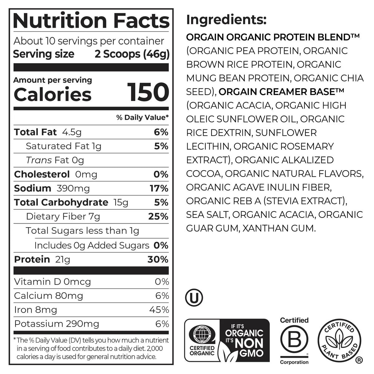 Organic Protein? Plant Based Protein Powder - Creamy Chocolate Fudge