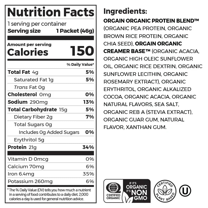 Organic Protein? Plant Based Protein Powder - Creamy Chocolate Fudge